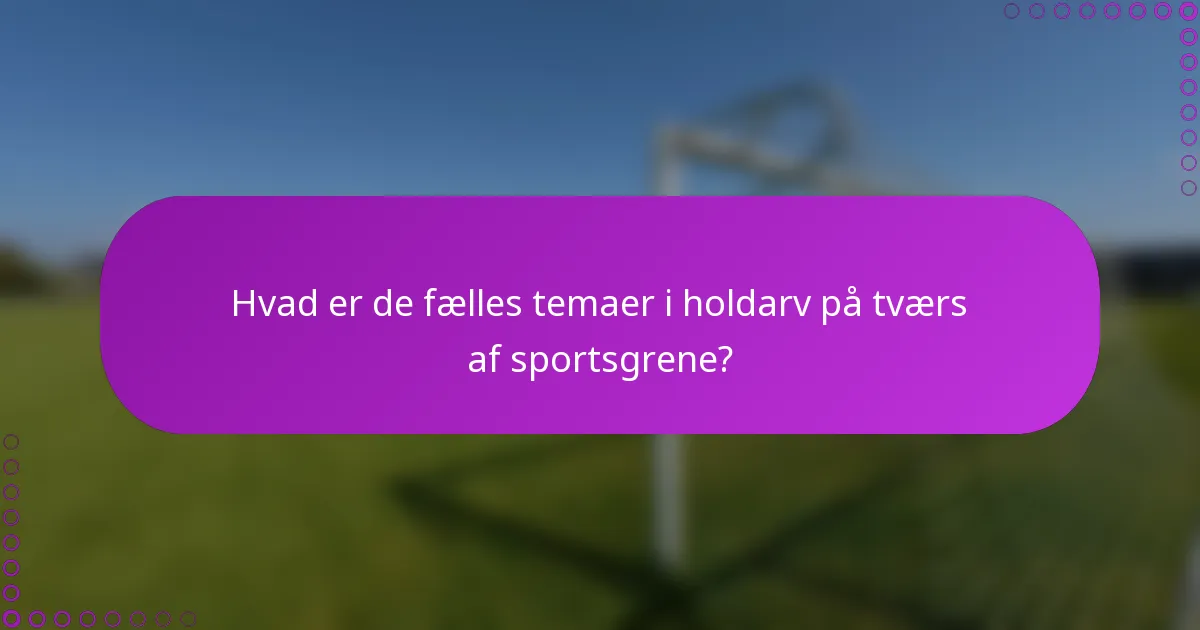 Hvad er de fælles temaer i holdarv på tværs af sportsgrene?