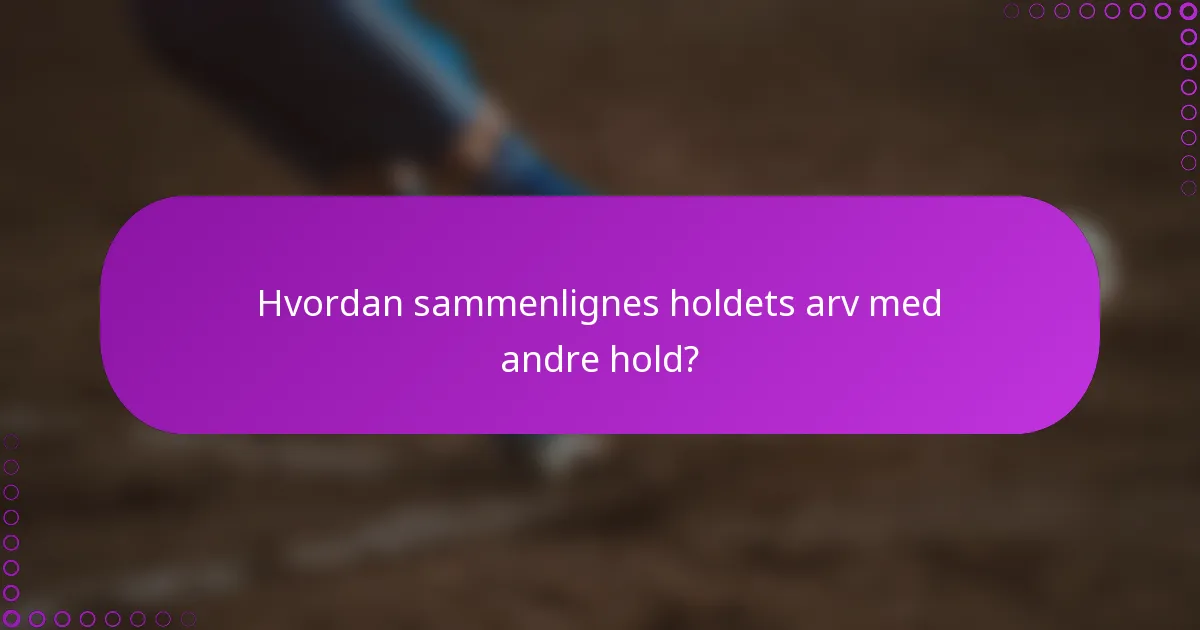 Hvordan sammenlignes holdets arv med andre hold?
